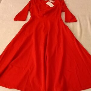Elegant Long Sleeve Red Dress